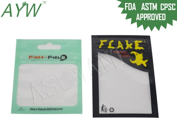 Pysgota lures bag bwyd anifeiliaid anwes gyda chlo sip y gellir ei adfer ffenestr
