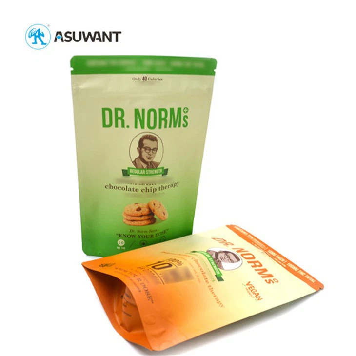 Oxidizer Proof Food Packaging Plastic Bags / Green Stand Up Zipper Bags With Tear Notch