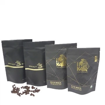 Bag Te Coffi Metelaidd Du Matte Pecynnu Bwyd Pecynnu Compostable Stand Up Pouch